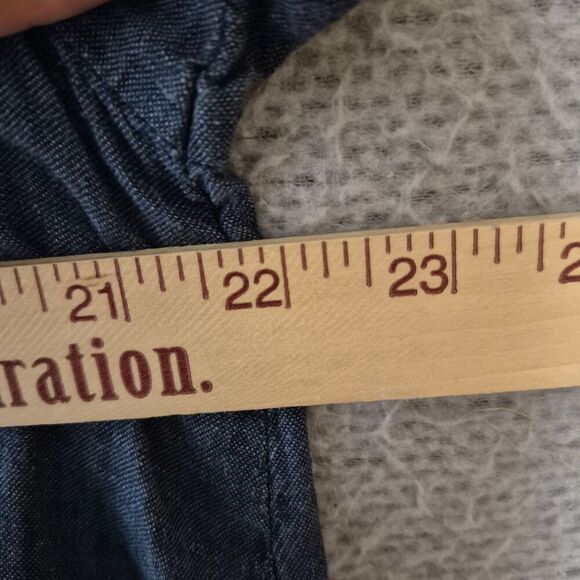 Flax Women's 100% Linen Short Sleeve Back Button Accents Blossom Blouse M - Picture 3 of 7